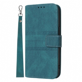 Leren Hoesje Voor Oppo Reno 13 5g Dubbele Fries Met Bandje