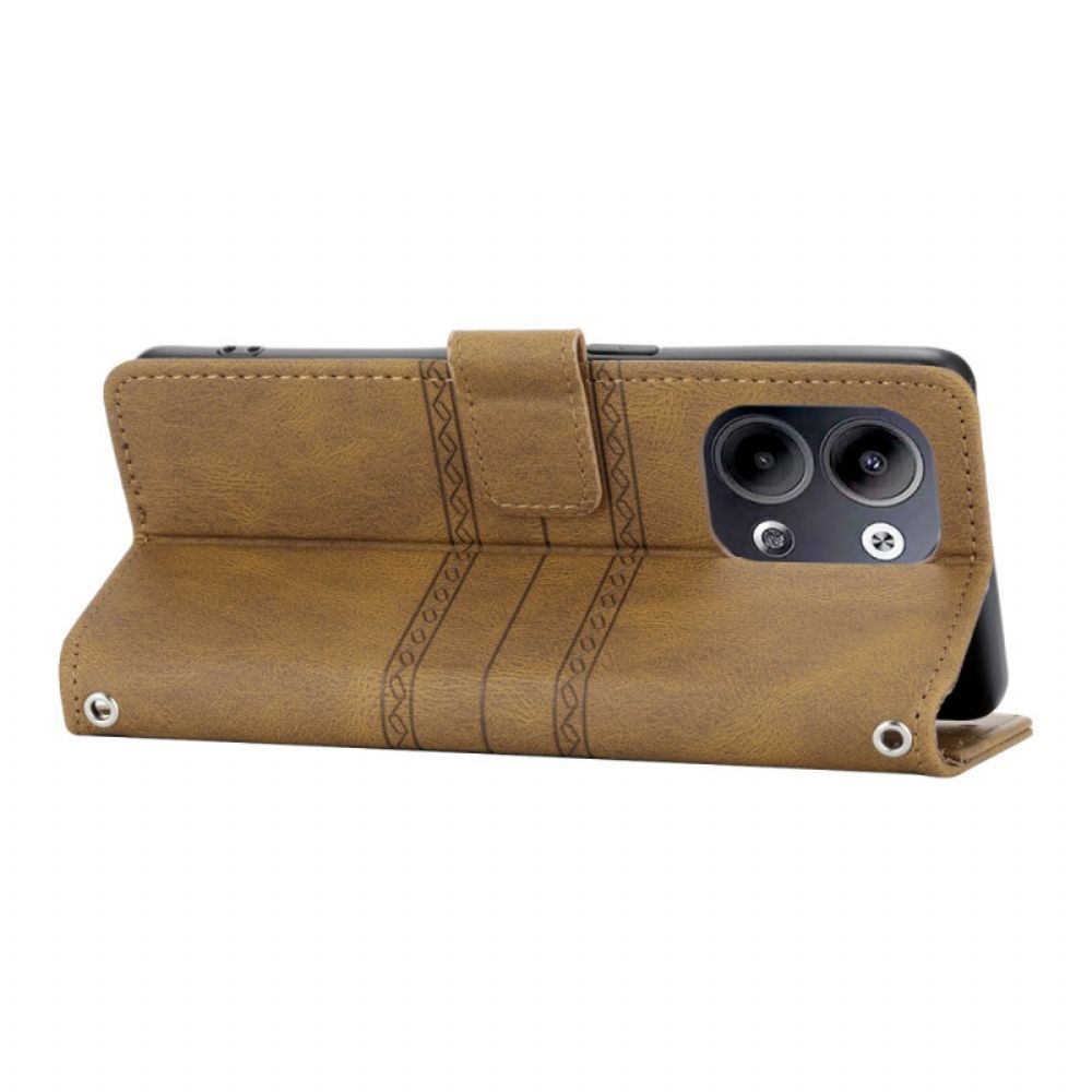 Leren Hoesje Voor Oppo Reno 13 5g Dubbele Fries Met Bandje