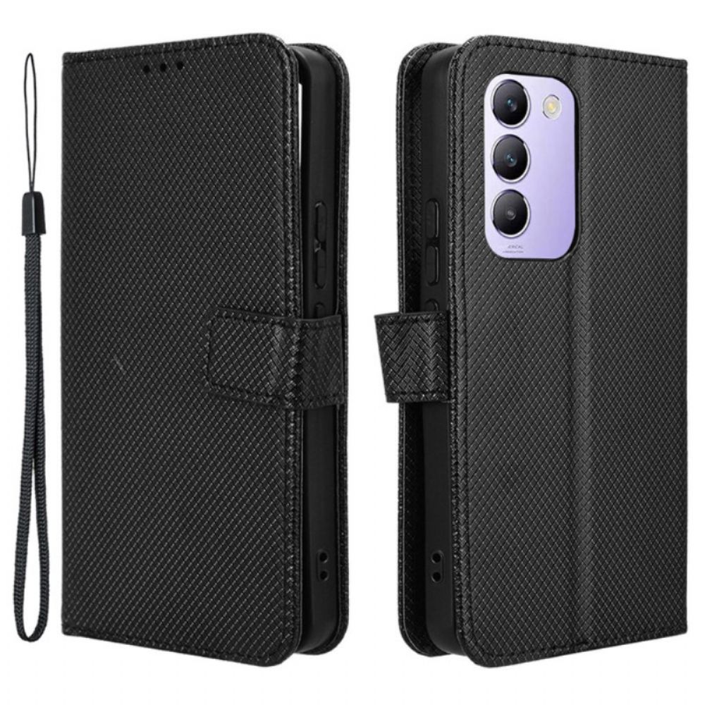 Flip Case Leren Vivo V40 Se 5g Diamantstructuur