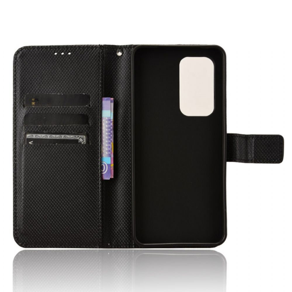 Flip Case Leren Vivo V40 Se 5g Diamantstructuur