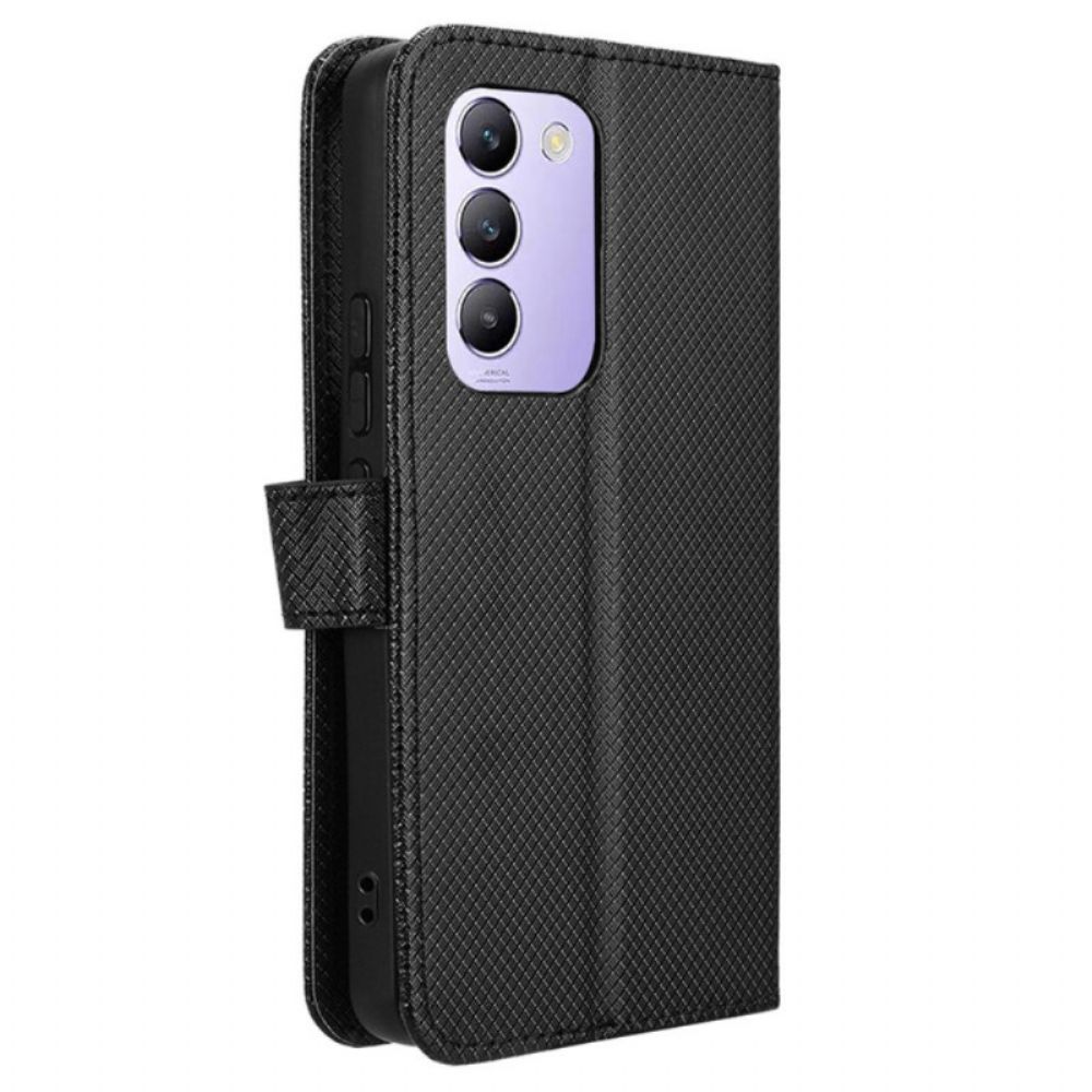 Flip Case Leren Vivo V40 Se 5g Diamantstructuur