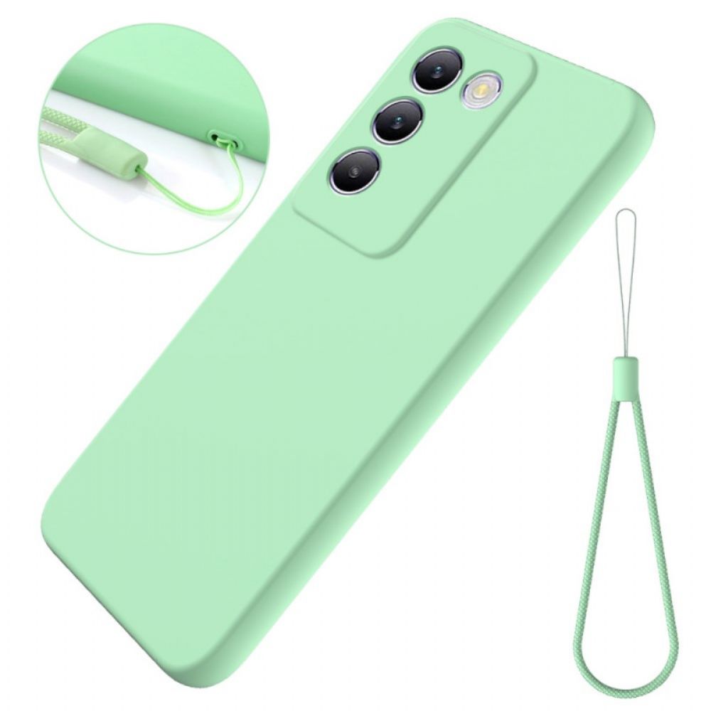 Hoesje Vivo V40 Se 5g Vloeibare Siliconen Met Bandje