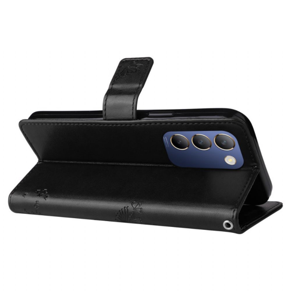 Leren Hoesje Vivo V40 Se 5g Boom En Kat Bescherming Hoesje