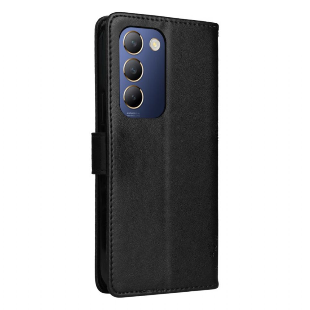 Leren Hoesje Vivo V40 Se 5g Boom En Kat Bescherming Hoesje