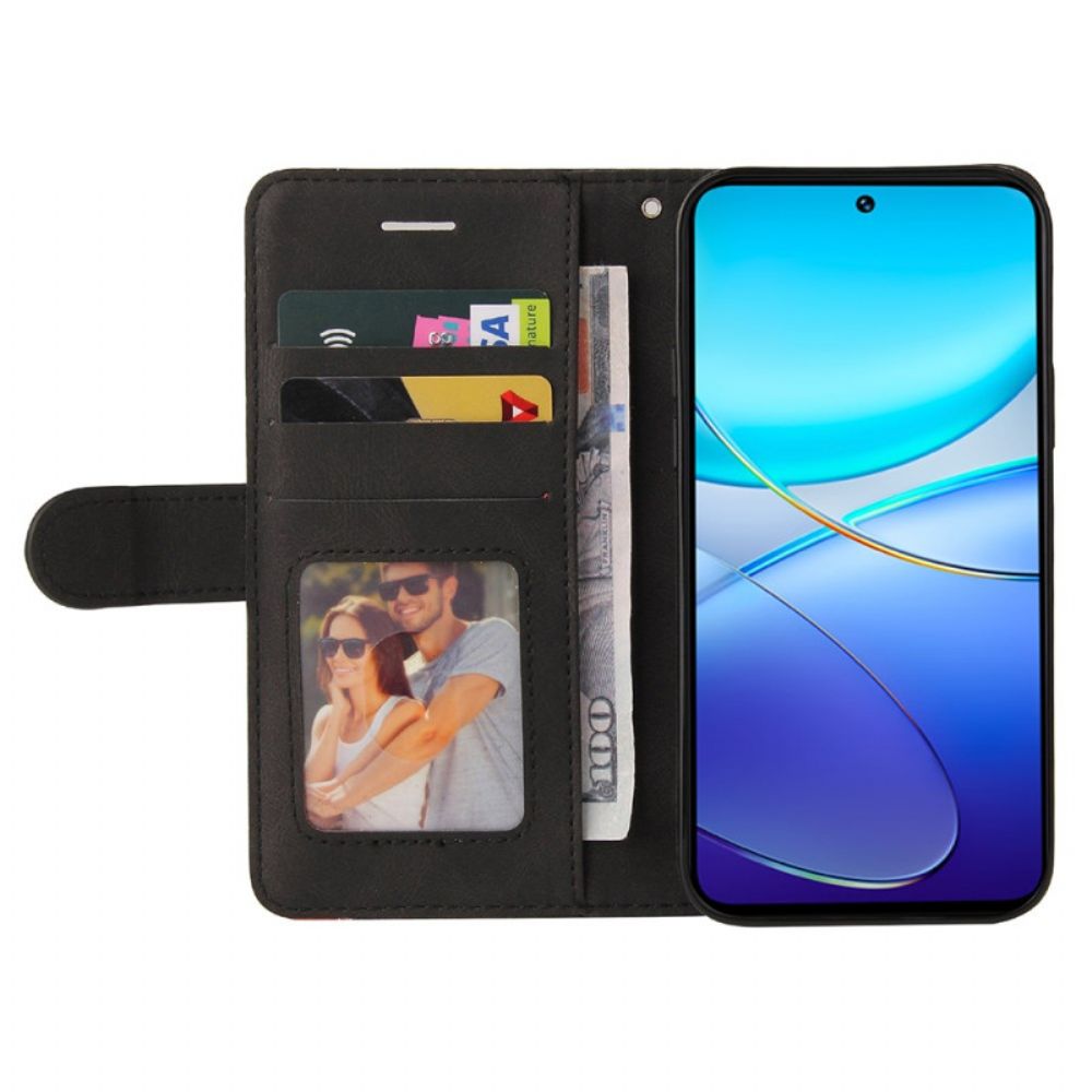 Leren Hoesje Vivo V40 Se 5g Tweekleurige Rimpeling