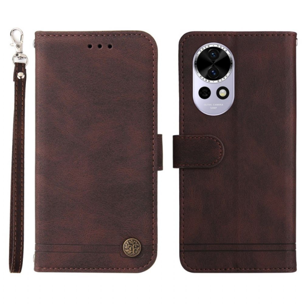 Leren Hoesje Huawei Nova 13 Vintage Klinknagel En Bandje Bescherming Hoesje