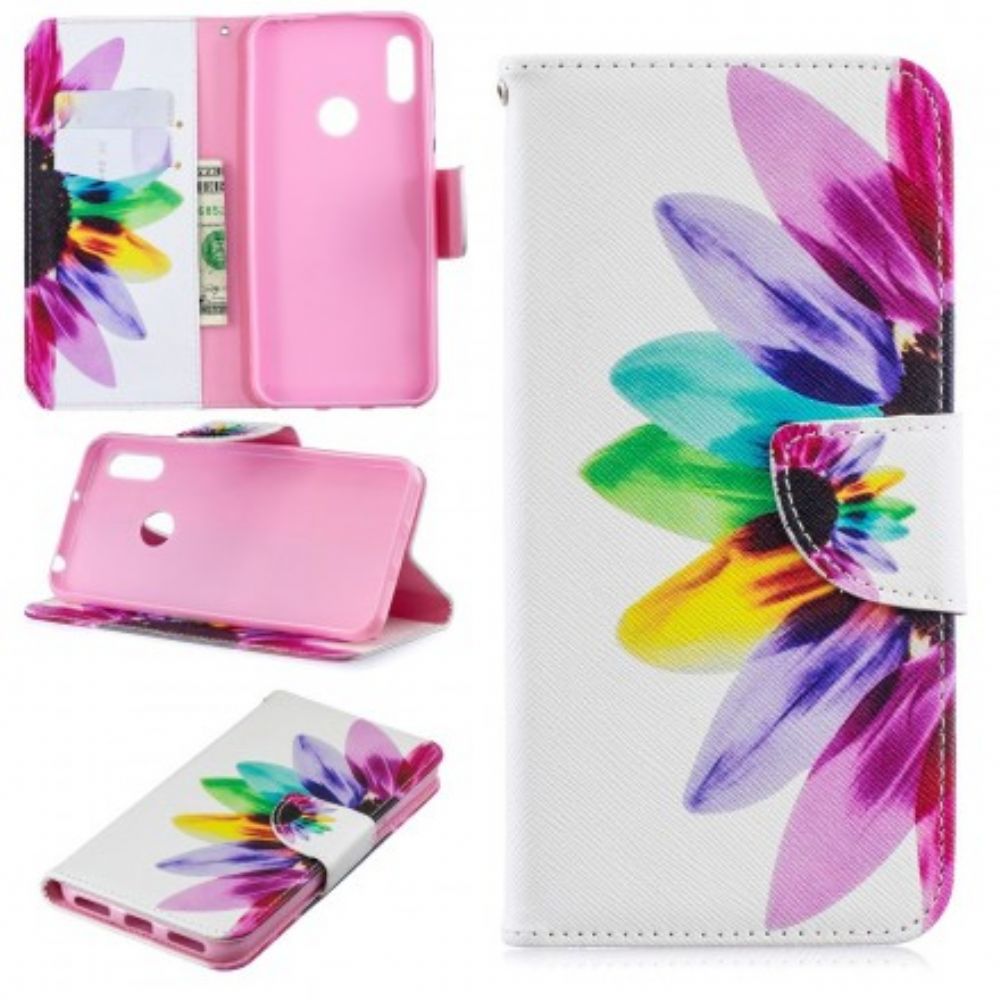 Leren Hoesje voor Huawei Y6 2019 / Honor 8A Aquarel Bloem