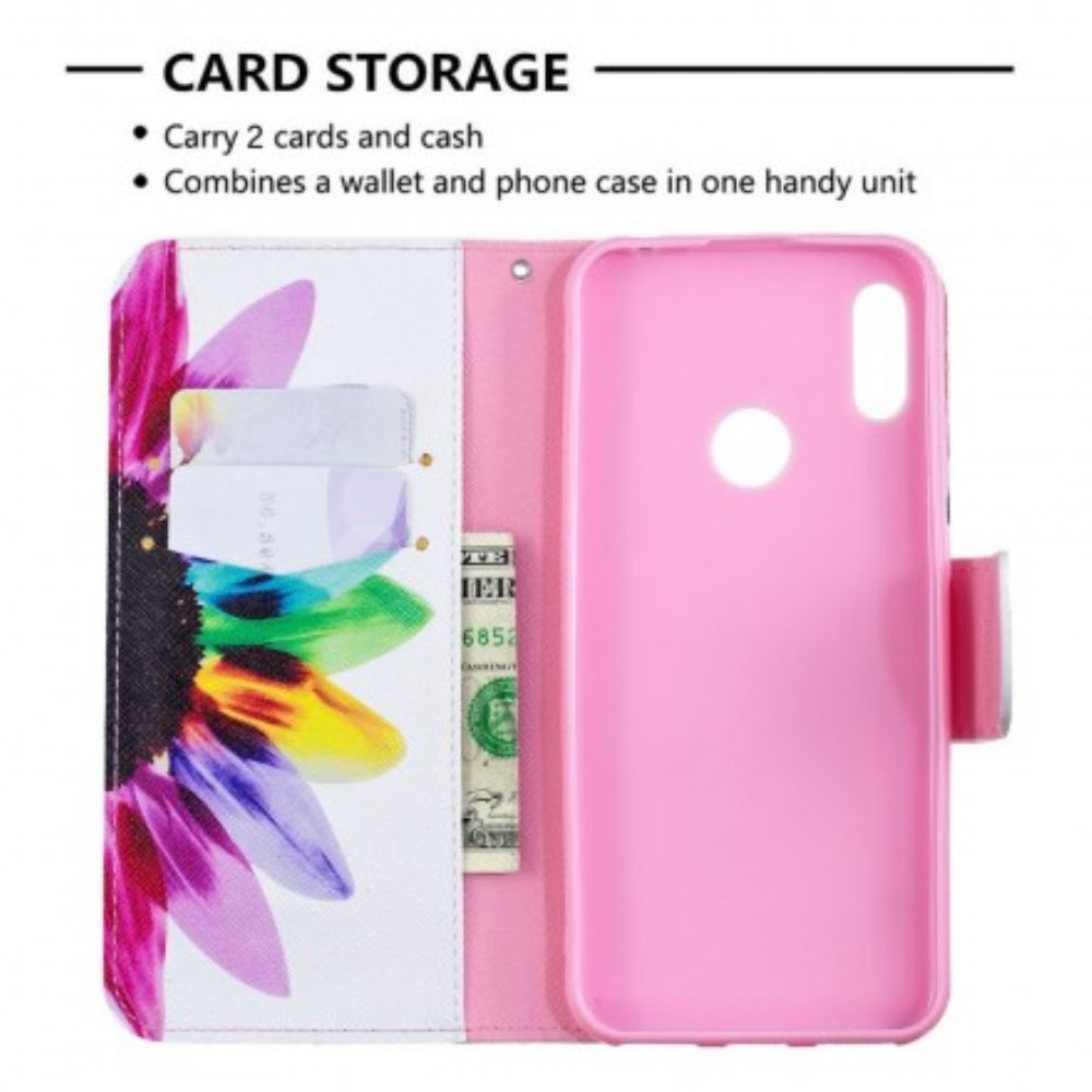 Leren Hoesje voor Huawei Y6 2019 / Honor 8A Aquarel Bloem