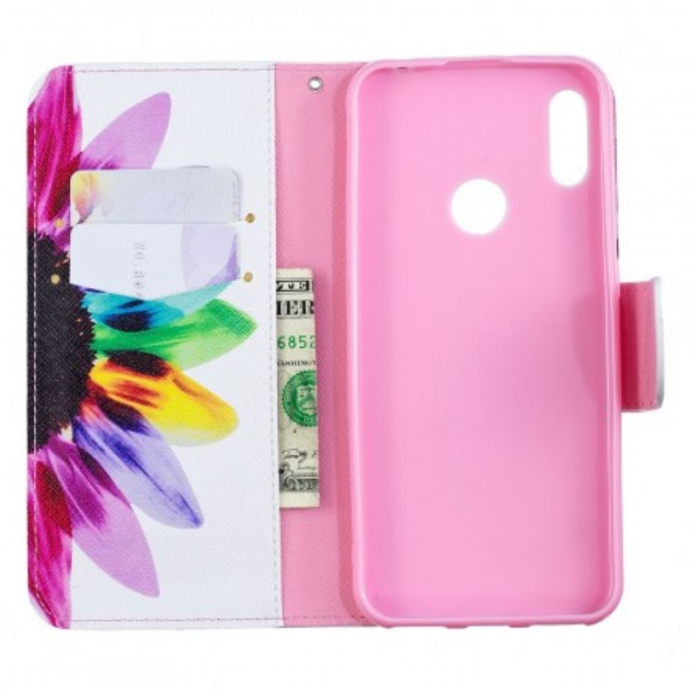 Leren Hoesje voor Huawei Y6 2019 / Honor 8A Aquarel Bloem