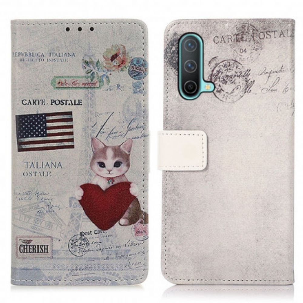 Flip Case voor OnePlus Nord CE 5G Reizende Kat