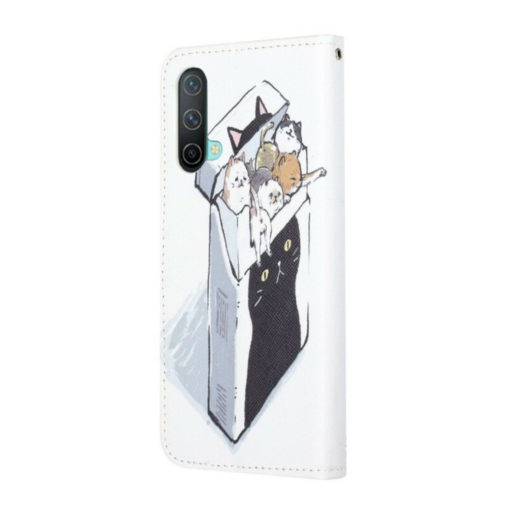 Folio-hoesje voor OnePlus Nord CE 5G Met Ketting Thong Kat Levering