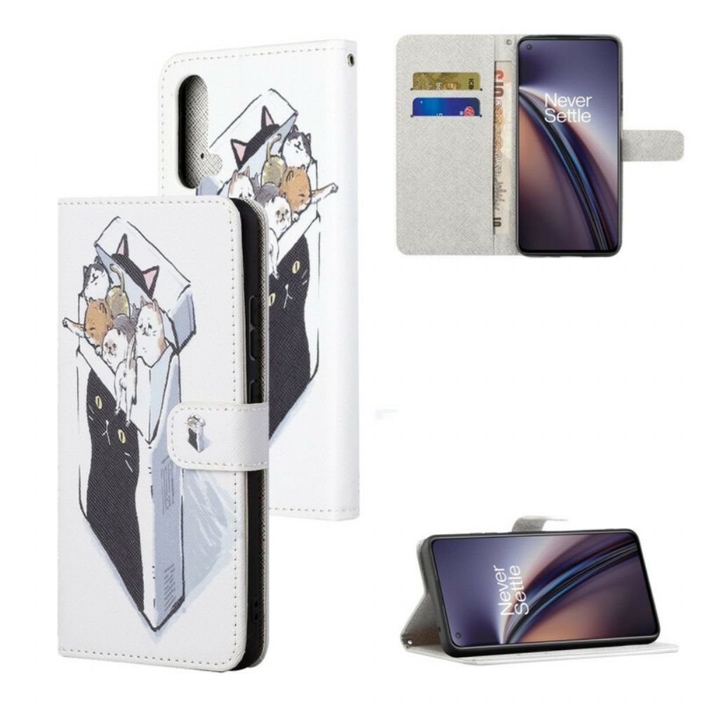 Folio-hoesje voor OnePlus Nord CE 5G Met Ketting Thong Kat Levering