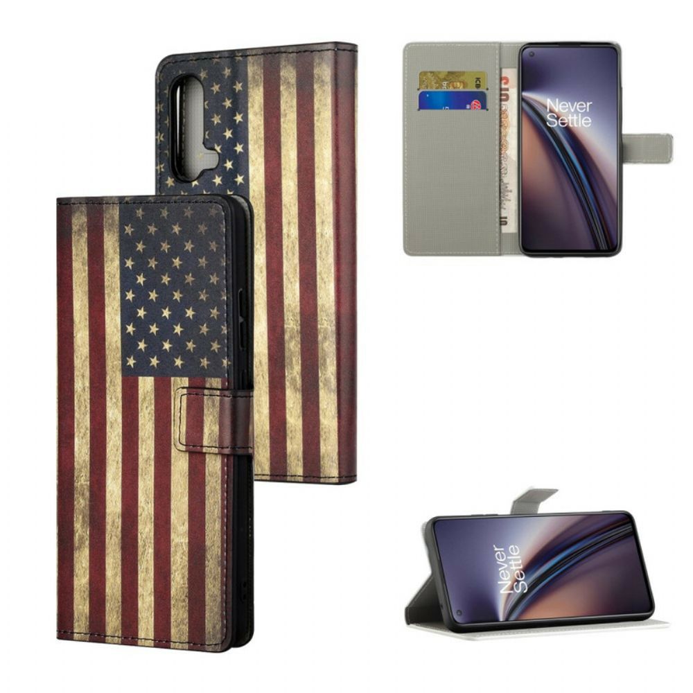 Leren Hoesje voor OnePlus Nord CE 5G Amerikaanse Vlag