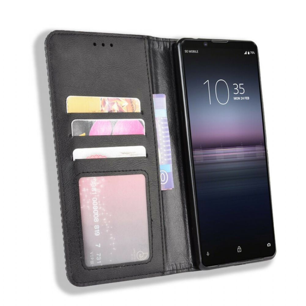 Bescherming Hoesje voor Sony Xperia 5 II Folio-hoesje Vintage Gestileerd Leereffect