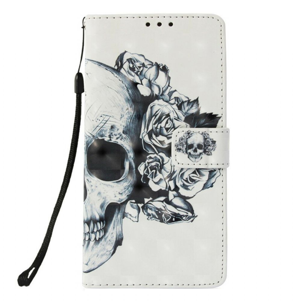 Folio-hoesje voor Huawei P Smart Plus 2019 Bloemenschedel