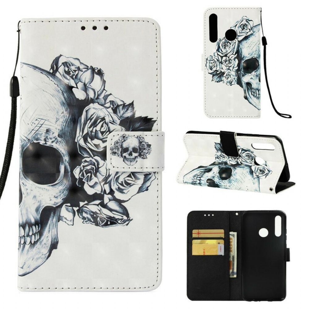 Folio-hoesje voor Huawei P Smart Plus 2019 Bloemenschedel