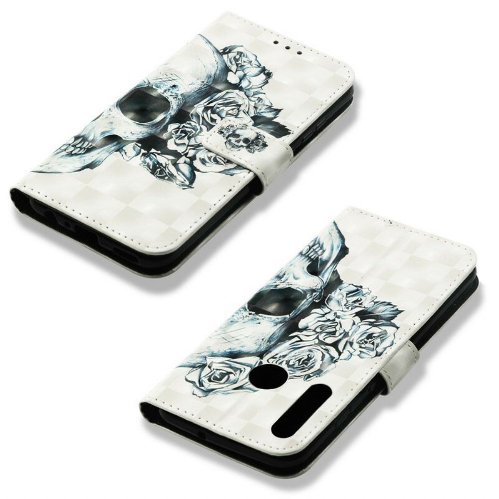 Folio-hoesje voor Huawei P Smart Plus 2019 Bloemenschedel
