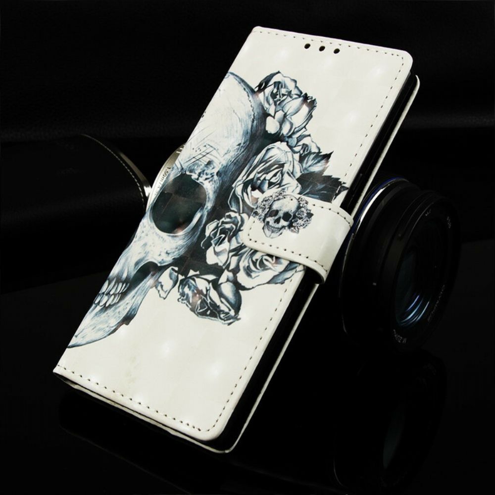 Folio-hoesje voor Huawei P Smart Plus 2019 Bloemenschedel