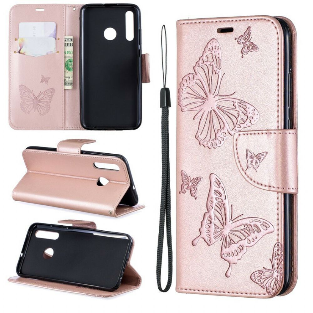 Folio-hoesje voor Huawei P Smart Plus 2019 Vlinders Tijdens De Vlucht Met Lanyard