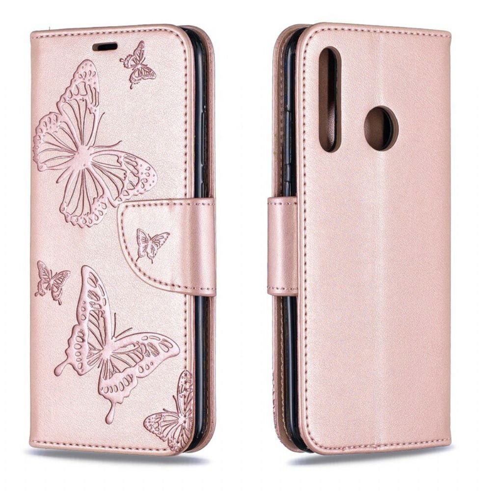 Folio-hoesje voor Huawei P Smart Plus 2019 Vlinders Tijdens De Vlucht Met Lanyard