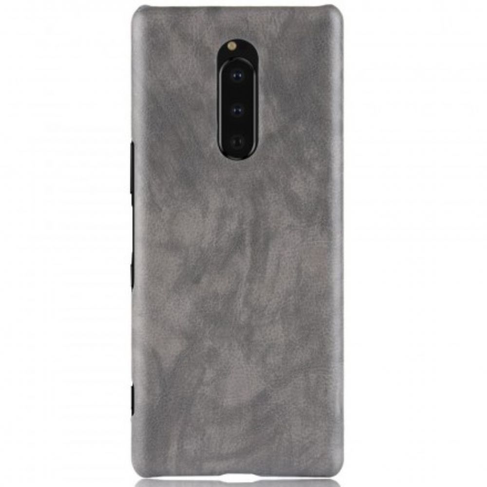 Hoesje voor Sony Xperia 1 Prestaties Litchi Leder Effect