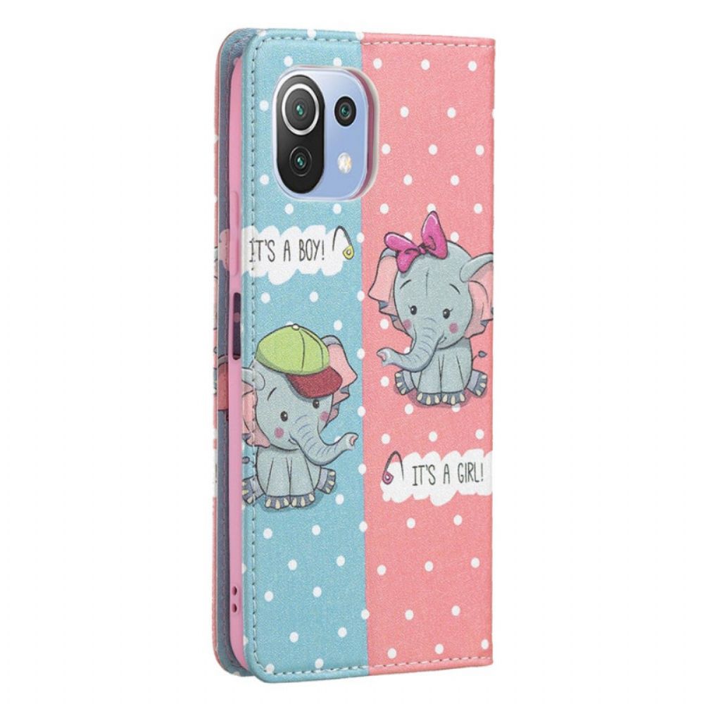 Bescherming Hoesje voor Xiaomi Mi 11 Lite 5G NE / Mi 11 Lite 4G / 5G Folio-hoesje Baby Olifanten