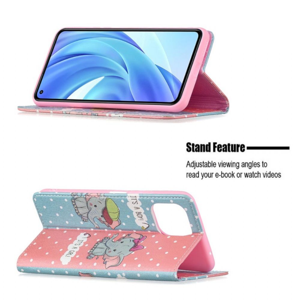 Bescherming Hoesje voor Xiaomi Mi 11 Lite 5G NE / Mi 11 Lite 4G / 5G Folio-hoesje Baby Olifanten