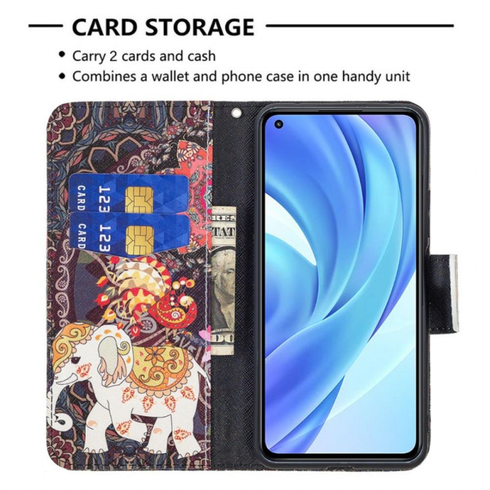 Folio-hoesje voor Xiaomi Mi 11 Lite 5G NE / Mi 11 Lite 4G / 5G Indiase Olifanten