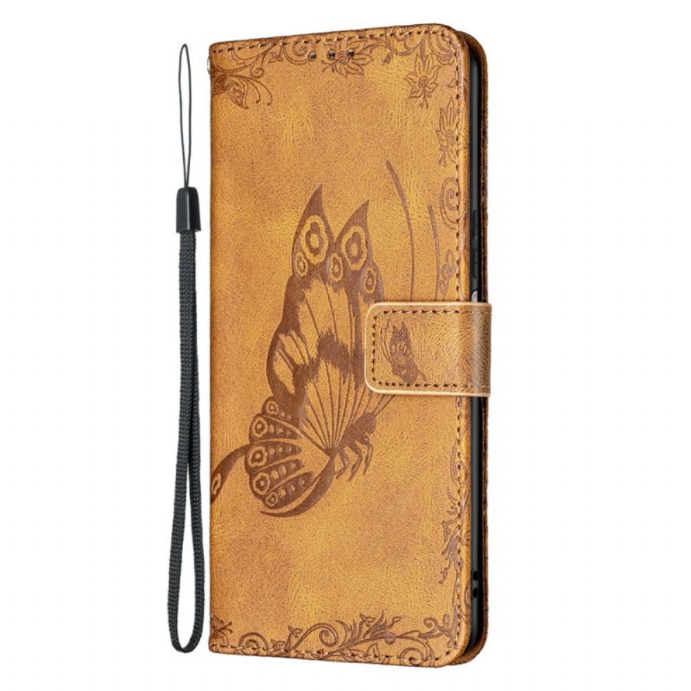 Folio-hoesje voor Xiaomi Mi 11 Lite 5G NE / Mi 11 Lite 4G / 5G Met Ketting Barokke Band Vlinder