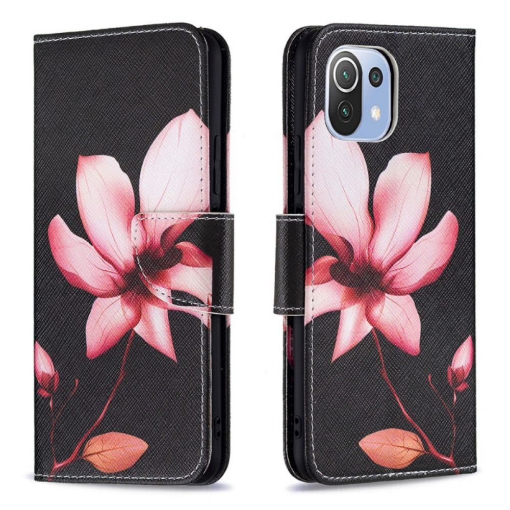 Folio-hoesje voor Xiaomi Mi 11 Lite 5G NE / Mi 11 Lite 4G / 5G Roze Bloem