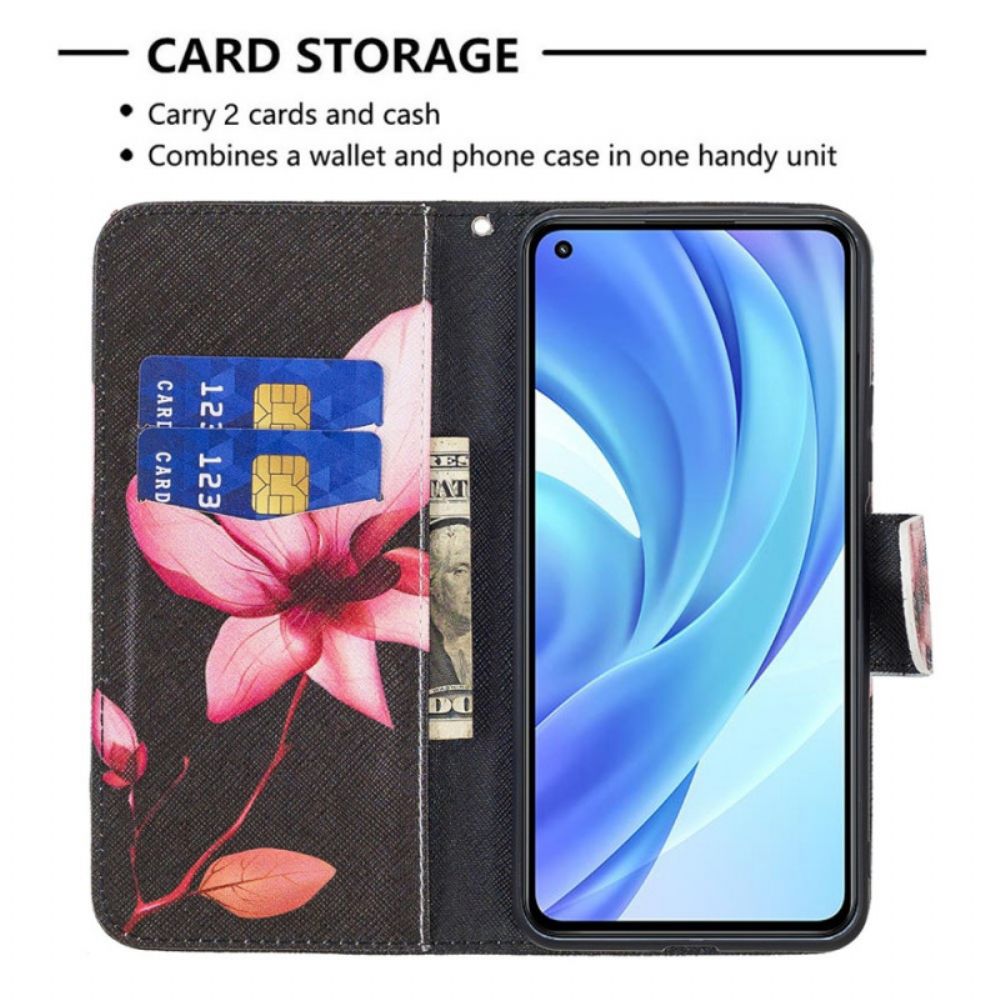 Folio-hoesje voor Xiaomi Mi 11 Lite 5G NE / Mi 11 Lite 4G / 5G Roze Bloem