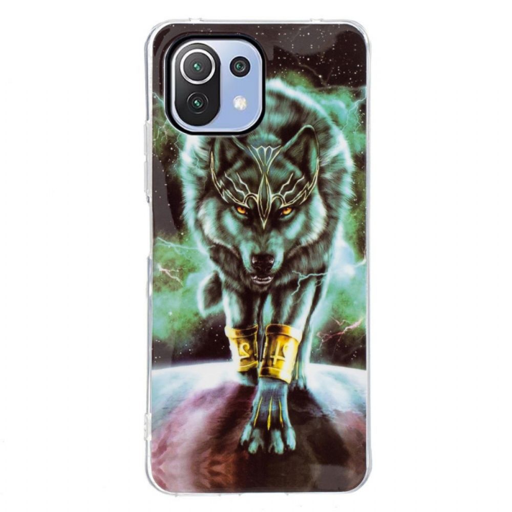 Hoesje voor Xiaomi Mi 11 Lite 5G NE / Mi 11 Lite 4G / 5G Fluorescerende Wolf