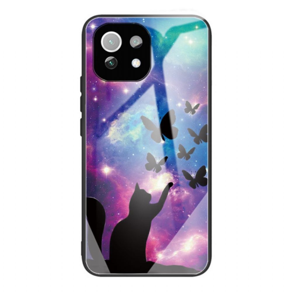Hoesje voor Xiaomi Mi 11 Lite 5G NE / Mi 11 Lite 4G / 5G Kat En Vlinders Gehard Glas