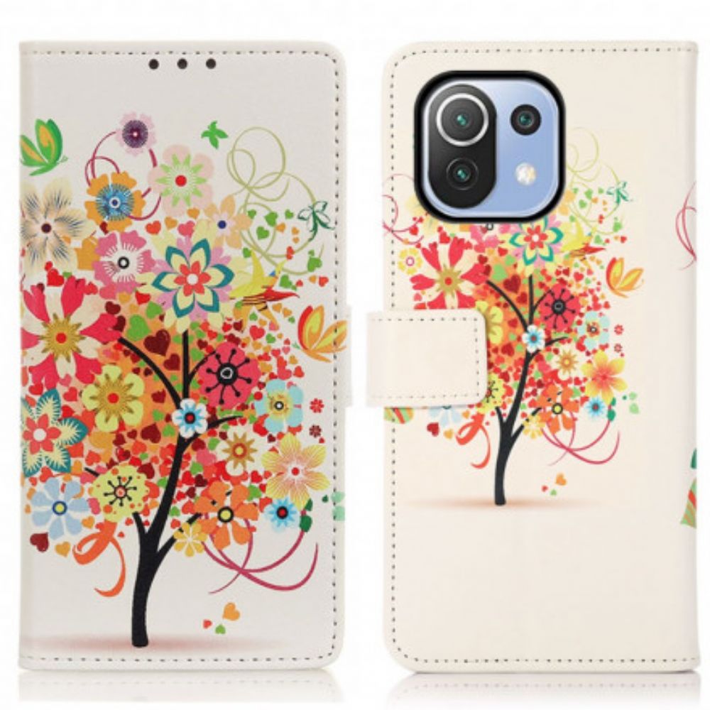 Leren Hoesje voor Xiaomi Mi 11 Lite 5G NE / Mi 11 Lite 4G / 5G Bloeiende Boom