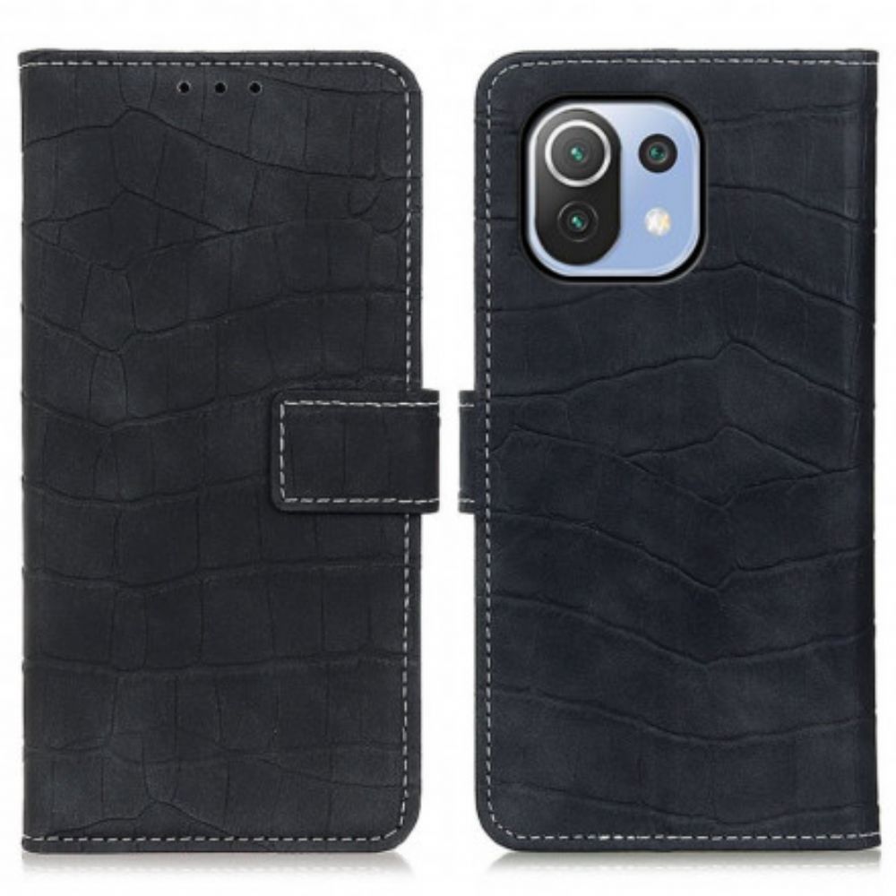 Leren Hoesje voor Xiaomi Mi 11 Lite 5G NE / Mi 11 Lite 4G / 5G Folio-hoesje Krokodil Textuur