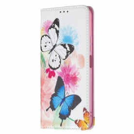 Leren Hoesje voor Xiaomi Mi 11 Lite 5G NE / Mi 11 Lite 4G / 5G Geschilderde Vlinders En Bloemen