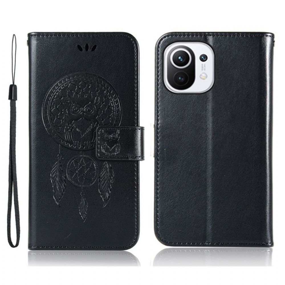 Leren Hoesje voor Xiaomi Mi 11 Lite 5G NE / Mi 11 Lite 4G / 5G Lederen Effect Dromenvanger Uil