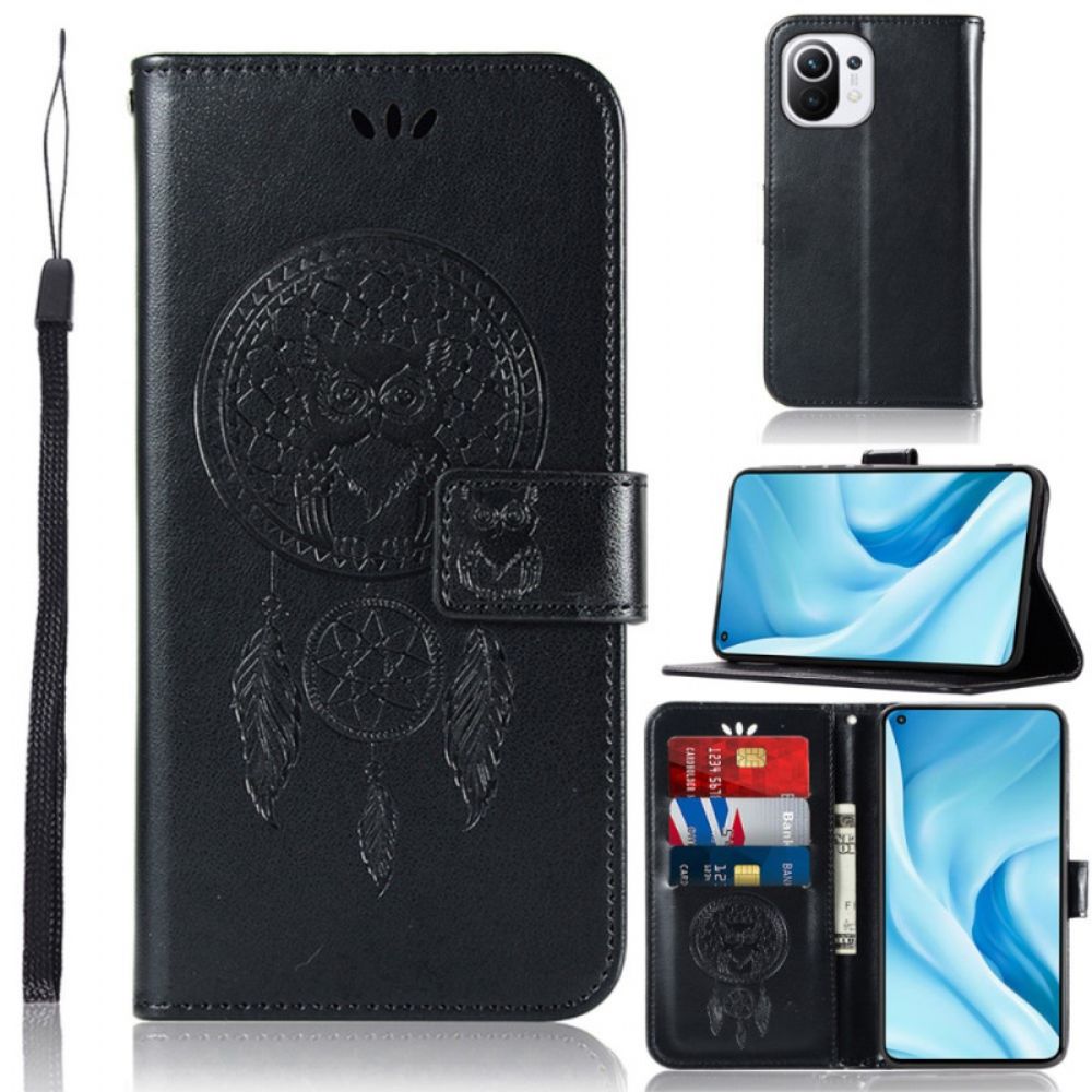 Leren Hoesje voor Xiaomi Mi 11 Lite 5G NE / Mi 11 Lite 4G / 5G Lederen Effect Dromenvanger Uil
