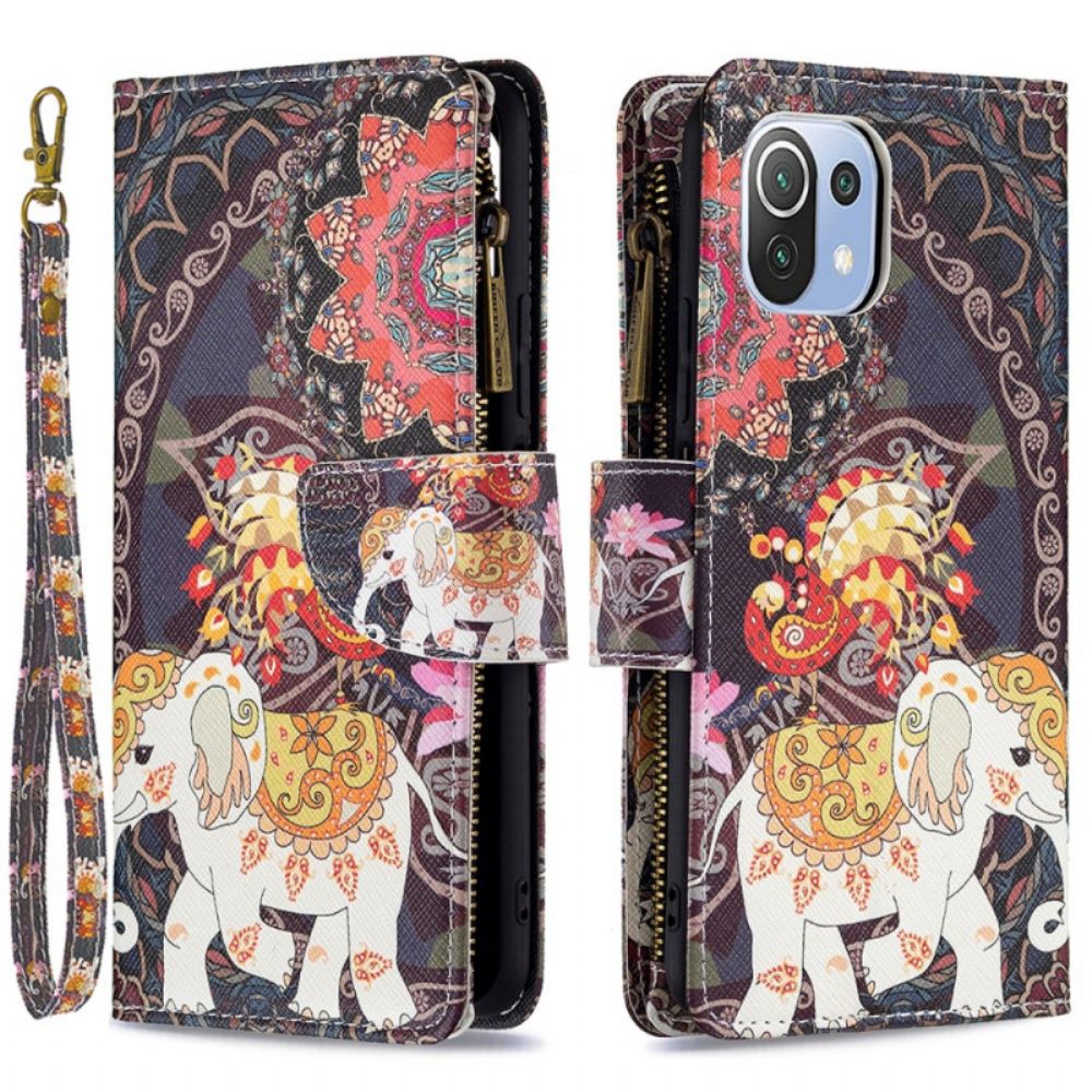 Leren Hoesje voor Xiaomi Mi 11 Lite 5G NE / Mi 11 Lite 4G / 5G Olifantenzak Met Rits