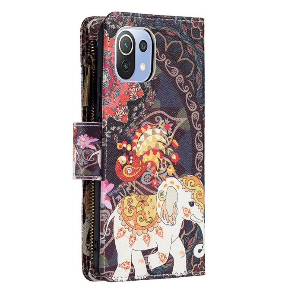 Leren Hoesje voor Xiaomi Mi 11 Lite 5G NE / Mi 11 Lite 4G / 5G Olifantenzak Met Rits