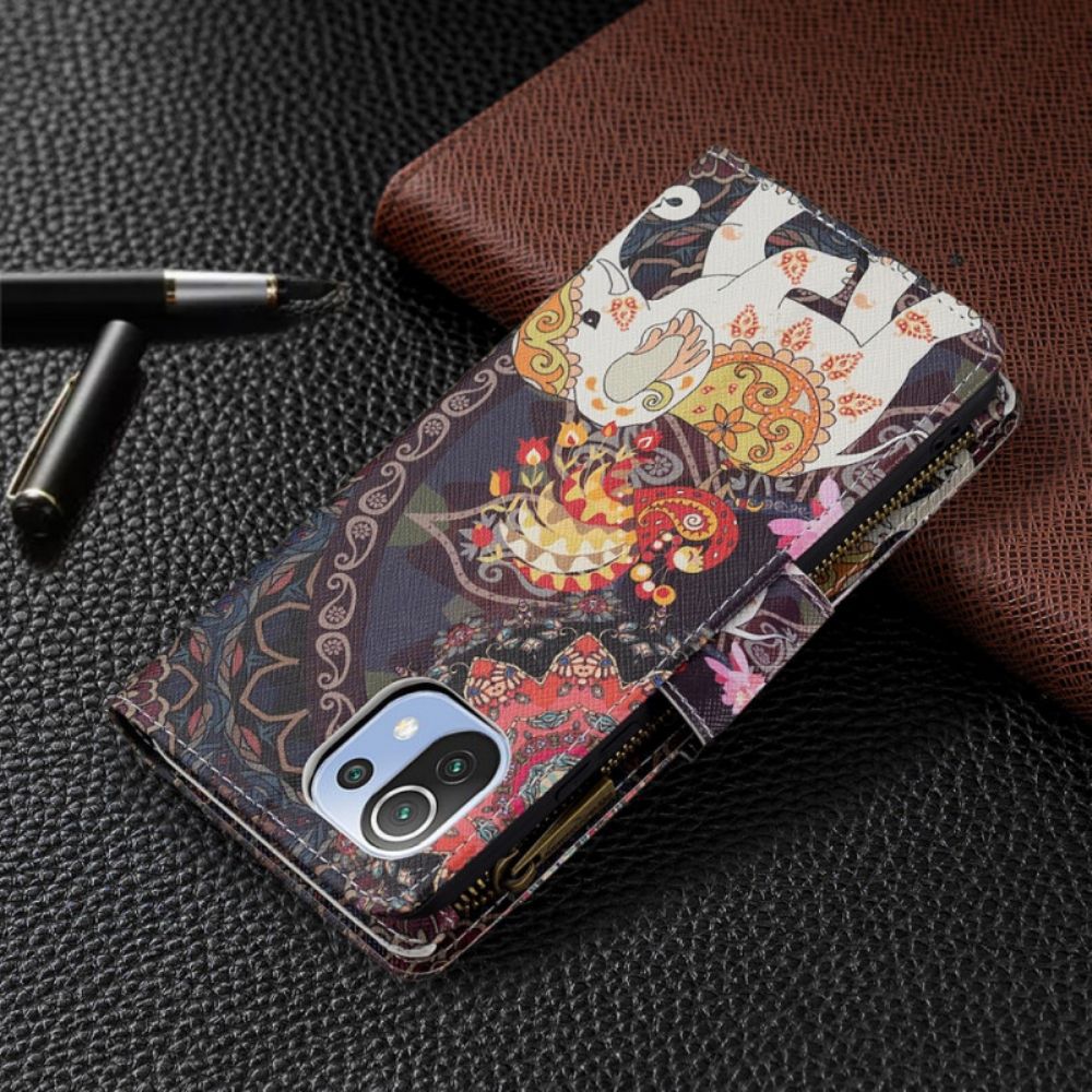 Leren Hoesje voor Xiaomi Mi 11 Lite 5G NE / Mi 11 Lite 4G / 5G Olifantenzak Met Rits