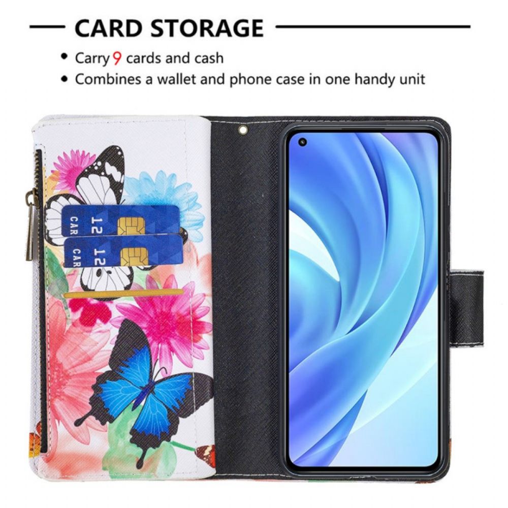 Leren Hoesje voor Xiaomi Mi 11 Lite 5G NE / Mi 11 Lite 4G / 5G Vlinderszak Met Rits
