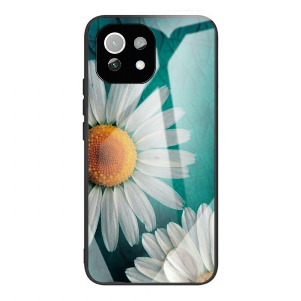 Telefoonhoesje voor Xiaomi Mi 11 Lite 5G NE / Mi 11 Lite 4G / 5G Madeliefjes Van Gehard Glas