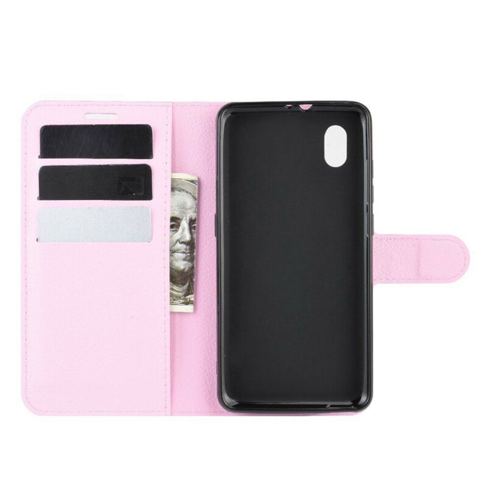 Folio-hoesje voor Alcatel 1B (2020) Klassiek Litchi-leereffect