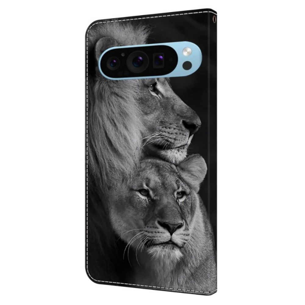 Leren Hoesje Voor Google Pixel 9 Pro Xl Paar Leeuwen