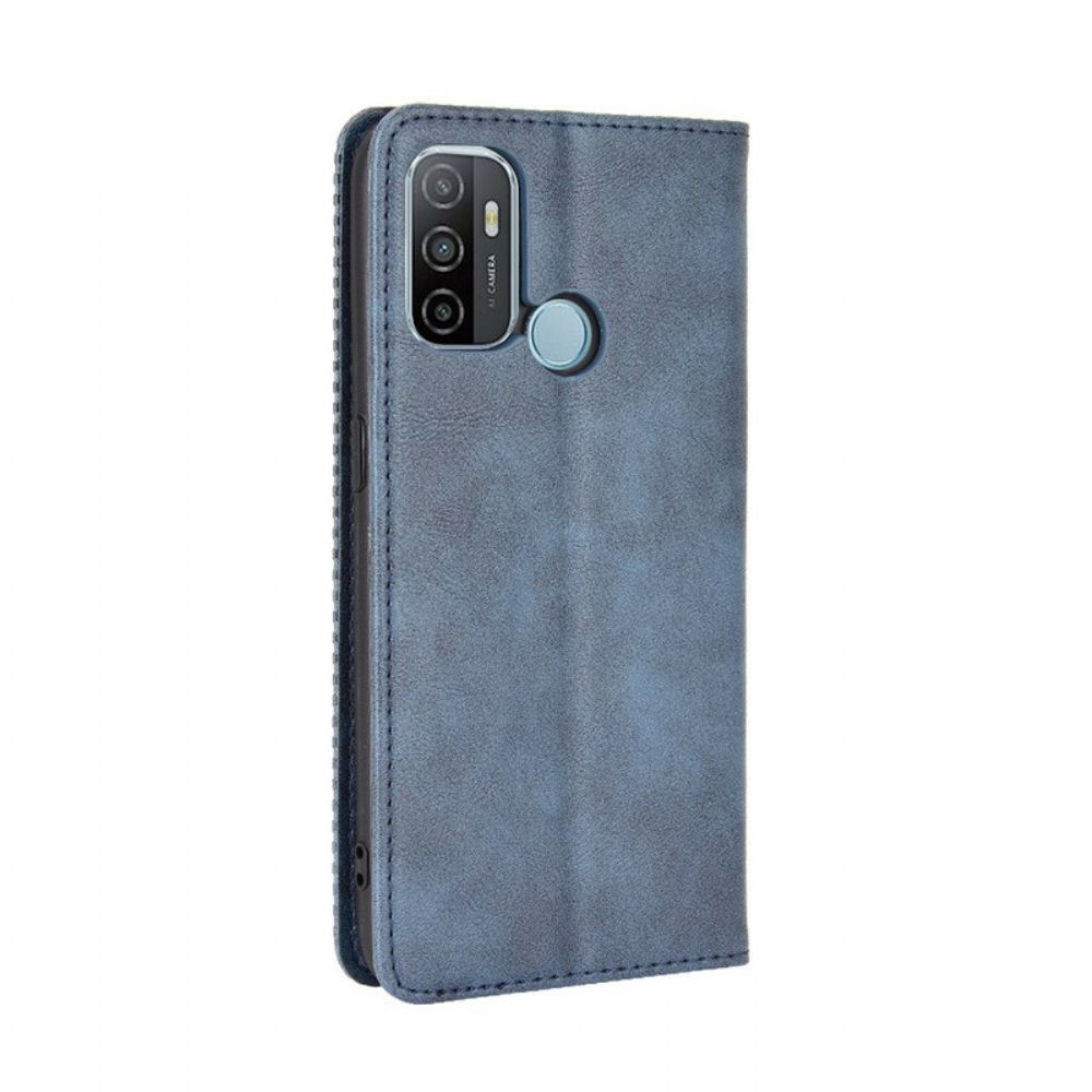 Bescherming Hoesje voor Oppo A53 / A53s Folio-hoesje Gestyled Vintage Leereffect
