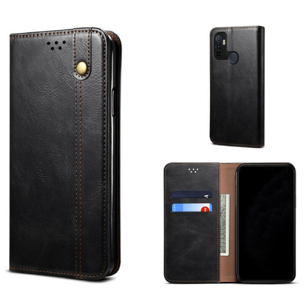 Bescherming Hoesje voor Oppo A53 / A53s Folio-hoesje Gewaxt Kunstleer