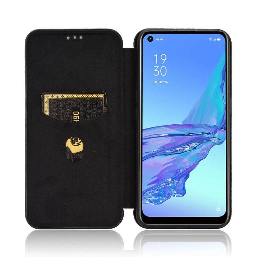 Bescherming Hoesje voor Oppo A53 / A53s Folio-hoesje Silicone Gekleurde Koolstofvezel