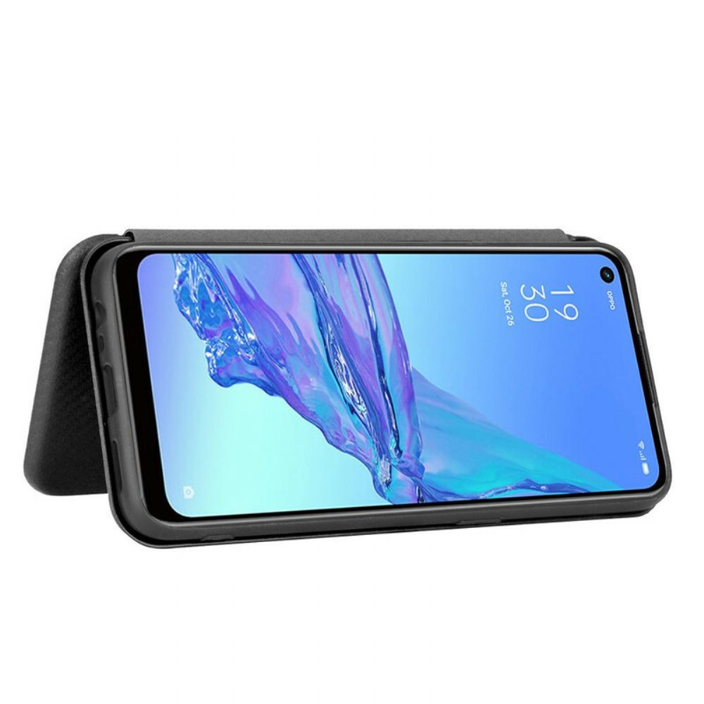 Bescherming Hoesje voor Oppo A53 / A53s Folio-hoesje Silicone Gekleurde Koolstofvezel