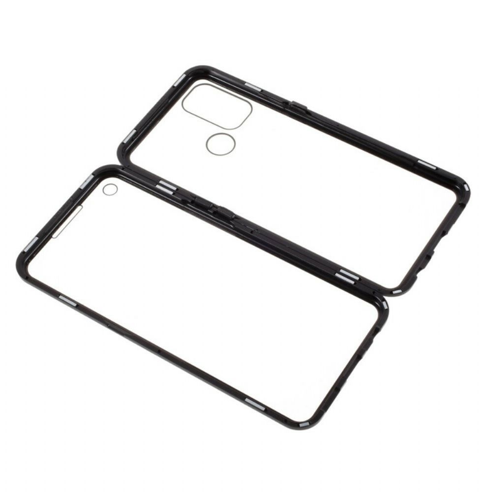 Hoesje voor Oppo A53 / A53s Voor- En Achterkant Van Gehard Glas En Metaal